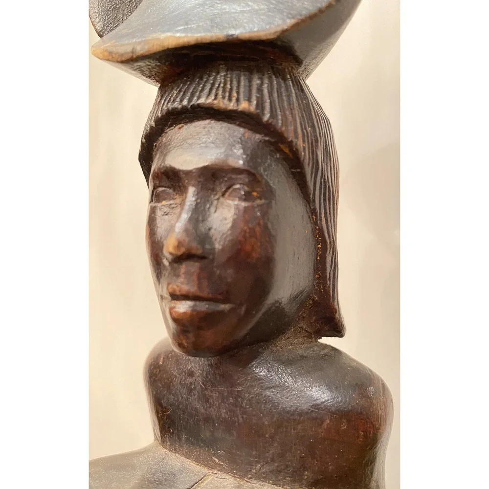 Vintage Native American Totem Pole Collection Hand Carved Bowl Solid Wood 26.5